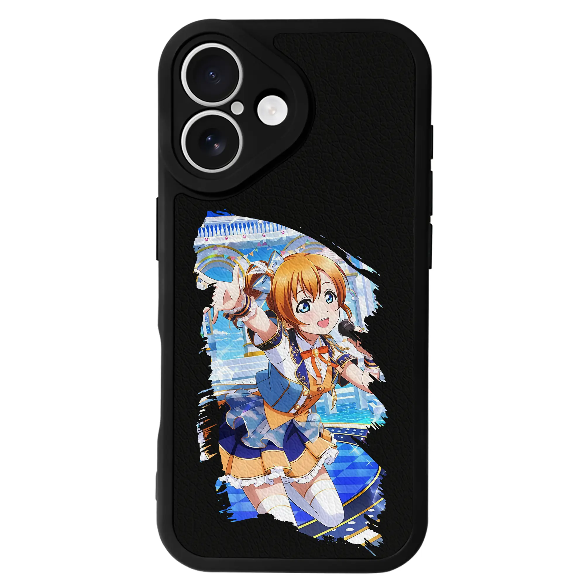 Love Live! グッズ,高坂穂乃果 - IPhone 16シリーズ対応 ・ シリコンスマホケース ・ レザー調 ・ 高精度フィット ・ 耐衝撃 ・ ワイヤレス充電対応 ・ 精密カット